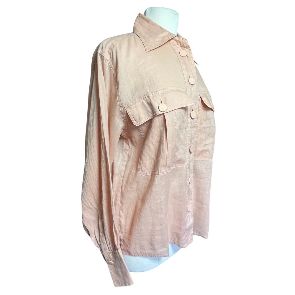 NWT MADEWELL Women’s Antique Coral Utility Pocket Button Front Top - Picture 4 of 4